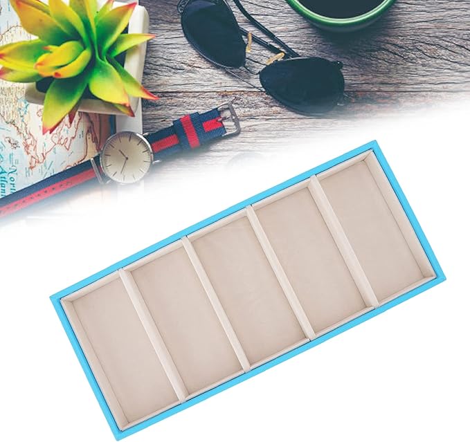 Velvet Glasses Box Tray, Stackable Glasses Display Tray Jewelry Organizer Trays for Watch Holder Organizer (Blue)
