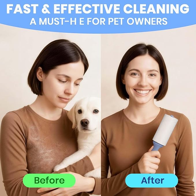 ADHES Lint Roller for Pet Hair – 5 Rolls + 2 Handles, 4 Inch x 90 Sheets, Extra Sticky Disposable Lint Rollers for Clothes, Furniture & Car Hair Removal – Portable Pet Hair Remover