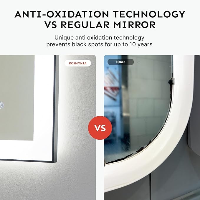 32x48'' LED Bathroom Mirror with Light, Frameless, Dimmable Front & Backlit, Anti-Fog, Distortion Free, Light Memory, Tempered and Shatter-Proof Wall Mounted Vanity Silver Coating Mirror