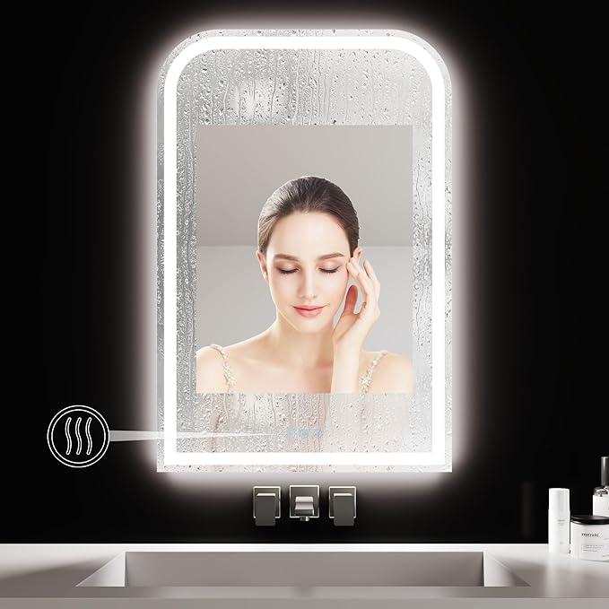 Vanity Mirror with Lights 24x32 inch,Digital Mirror Mirror LED,Anti-Fog,Dimmable & 3 Color Temperature,UL Listed