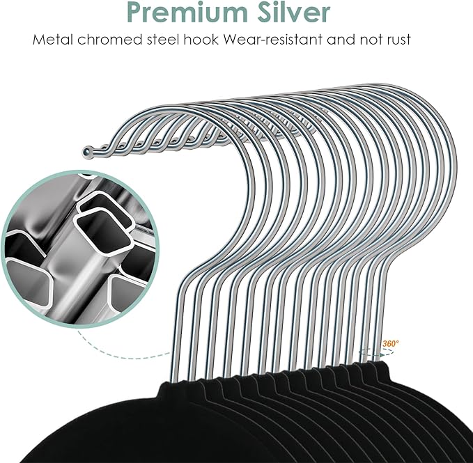 Velvet Hangers Space Saving Non Slip Pant Velvet Hangers, DUDUCOFU 6 Pack Black Multi Layer Clothes Hangers Closet Organizer for Pants Trousers Scarf