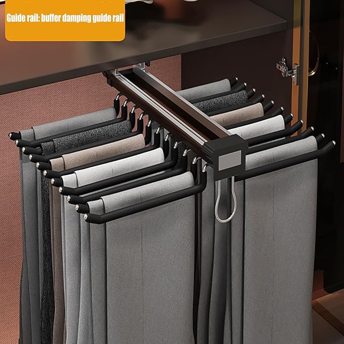 Pull Out Pants Rack, 22 Arms Pants Organizer for Closet Tie Scarf Display Wardrobe Slide Out Trousers Rack Clothes Storage Organizers for Space Saving and Storage 23.2 x 18.1inch (Black)