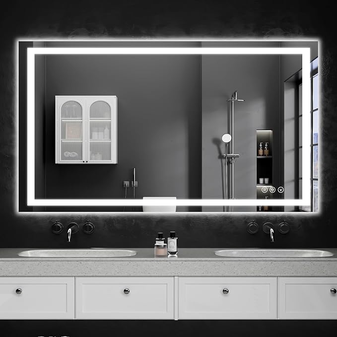 36"x48" LED Bathroom Mirror with Lights, Dimmable, Anti-Fog, Lighted Bathroom Vanity Mirror for Wall, Backlit + Front Lit, Memory Function, Shatter-Proof, Tempered Glass