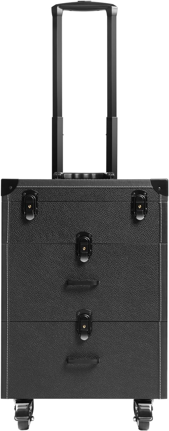 Rolling Makeup Case, Professional Cosmetic Train Case Trolley Roll Travel Box Large Capacity Salon Travel Case for Makeup Artist, Hairstylists, Nail Tech Makeup (Style 2)