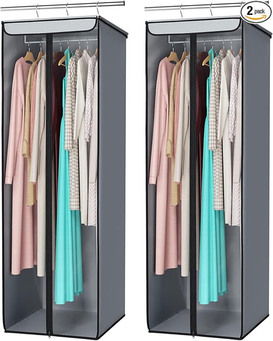 Univivi Garment Bags for Hanging Clothes, Large Clothes Storage Bags Closet Organizer with Clear Window, Premium Hanging Garment Storage Bag for Suits, Coats, Dresses, 54", 2-Pack
