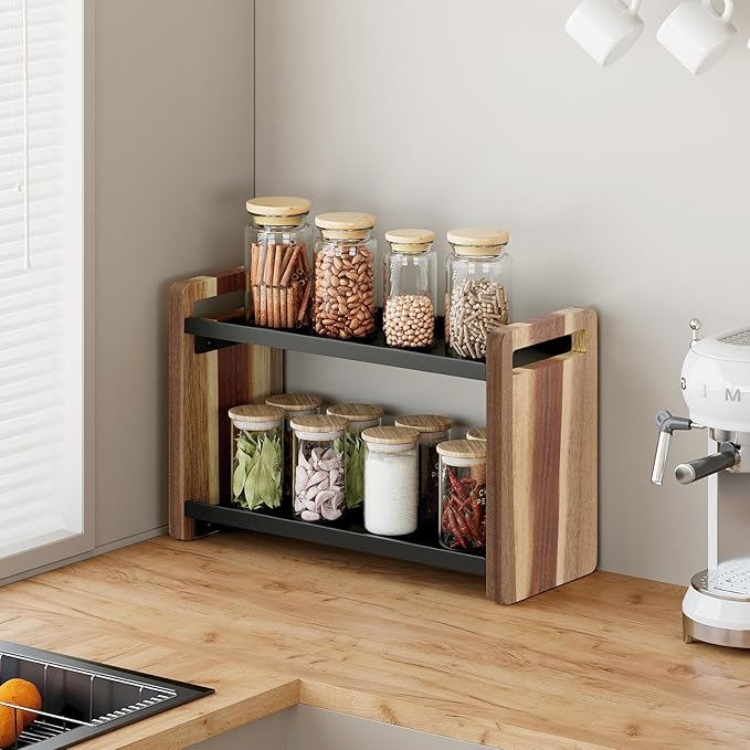 Bathroom Counter Organizer,Bathroom Counter Shelf,Bathroom Organizers,Under Sink Organizer,Cologne Organizer For Men,Cologne Cabinet,Spice Rack Organizer for Cabinet,Gifts(Brown 2 Tier)