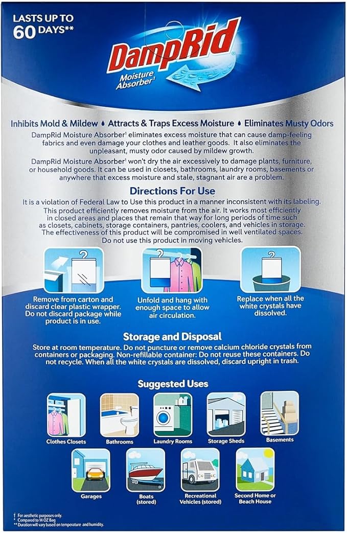 Damp Rid Hanging Bag Moisture Absorbers - 3 Packs of 3-15.4oz (Pure Linen, Lavender Vanilla, Fresh Scent) - Closet Deodorizer Odor Eliminator, 10% More Moisture Absorbing Power - Ilios Packaging