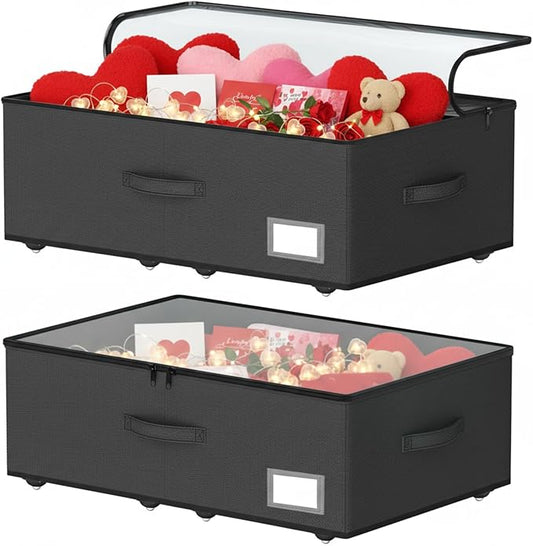 Underbed Storage Bins With Wheels, No Assemble Required 10 inches Height Large Capacity Rolling Underbed Shoe Storage Containers，Dorm Underbed Storage Drawers
