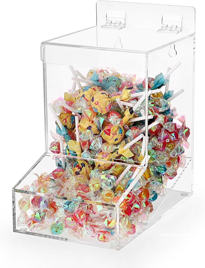 Kokone Candy Dispenser Countertop with Lids,Acrylic Container for Laundry Pods Dishwasher Pods Plastic Bags,Wall Mounted Candy Dispenser with Screws,Clear Acrylic Dispenser for Desk Pantry Kitchen