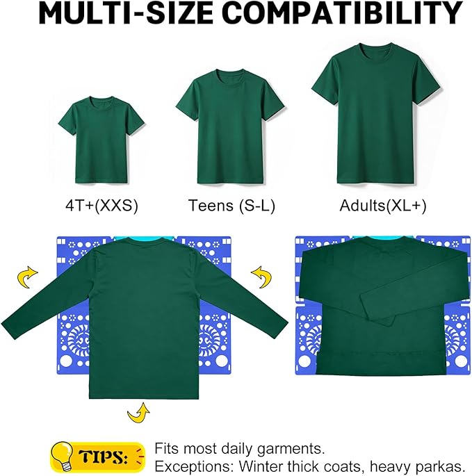 BoxLegend Version 3 Shirt Folding Board t Shirts Clothes Folder Durable Plastic Laundry folders Folding Boards Helper Tool for Adults and Children (Blue & Turquoise)