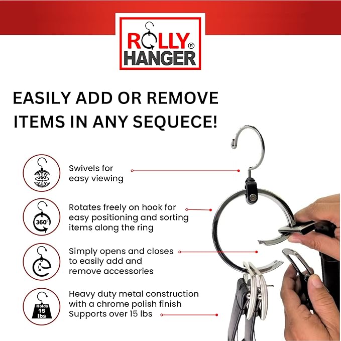 Multipurpose Closet Hangers, 50 Tie Belt Hanger for Closet, Great Space Saving Belt Organizer for Wardrobe, Ideal for Storing Belts, Ties, Scarfs, Baseball Hats, Purses & More, 2 Pack