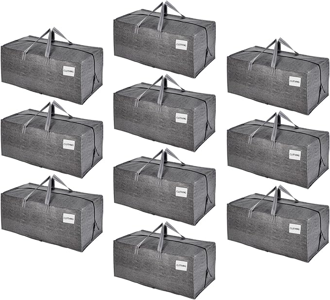 VENO 10 Pack Heavy Duty Moving Bags with Backpack Straps, Zippers & Handles, Extra Large Packing Bags for College Dorm Essentials, Moving Supplies Alternative to Cardboard Moving Boxes
