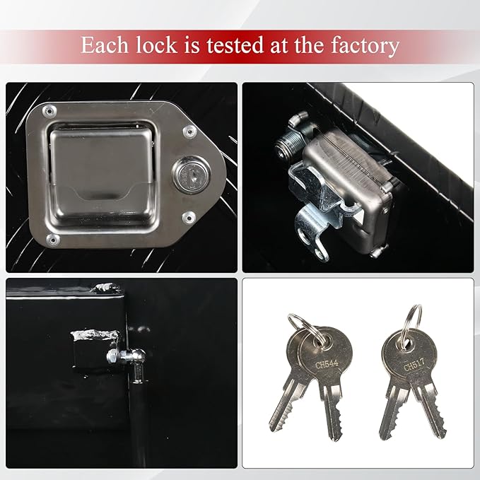 60''Inch Aluminum Truck Tool Box Trailer Chest Box Underbody Storage Organizer Waterproof Square Storage Organizer w/Lock & Keys Black(‎60" Lx12 Wx14 H) Only For Standard cab Or Regular CAB