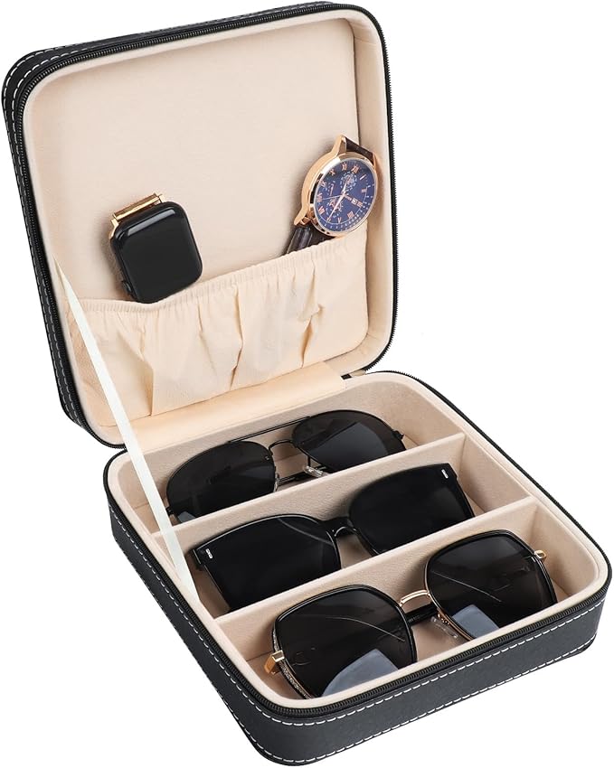Travel Sunglasses Organizer, Sunglasses Travel Case for Multiple Pairs, Multiple Glasses Travel Case for Women, Men