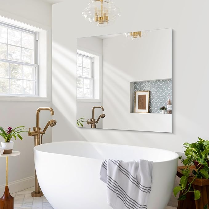 CILIBER Frameless Wall Mirror, 36x36 inch Square Bathroom Mirrors for Wall, Upgraded Shatterproof Vanity Mirror Over Sink with Polished Edge for Bathroom,Bedroom,Living Room and Entryway