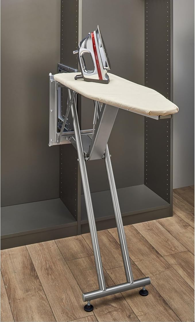 Rev-A-Shelf Sidelines Premiere Pop Up Ironing Board for Custom Laundry/Closet Systems w/Soft-Close, Metal Frame, & Adjustable Feet, CPUIBSL-14-SM-1
