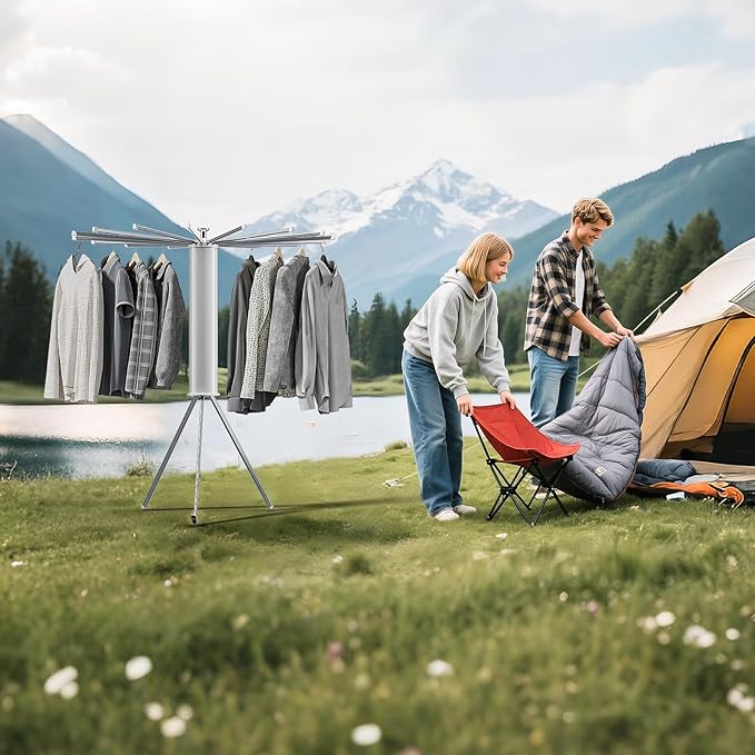 Drying Rack Clothing, Collapsible Drying Racks for Laundry, Portable Drying Rack, Indoor Clothes Drying Rack with 16 Adjustable Aluminum Poles, Clothing Dry Rack for Outdoor, Laundry Room, Indoor.