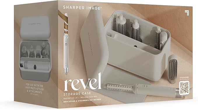 Sharper Image® Revel Airflow Styler Storage Case - Hair Tool Organizer| Durable Protective Case with Heat Pad for Multi-Styler and Attachments| Bathroom Countertop Hair Wrap Styler Organization