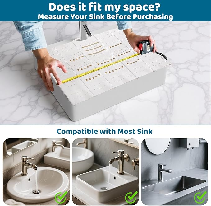 Bathroom Sink Cover for Counter Space, Foldable Silicone Sink Mat Makeup Organizer Mat Space Saver, Women’s Gifts for Christmas RV Camper Travel Must Haves Accessories, Pearl