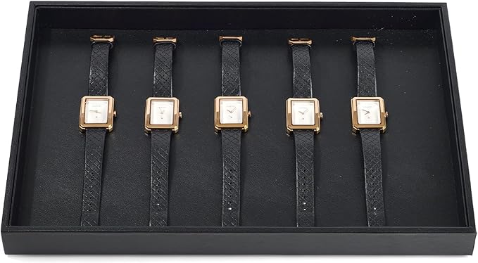 Black Leather Jewelry Trays Jewelry Drawer Organizer Trays For Ring Necklace Bracelets Watch Perfume Organizer Tray(Black)