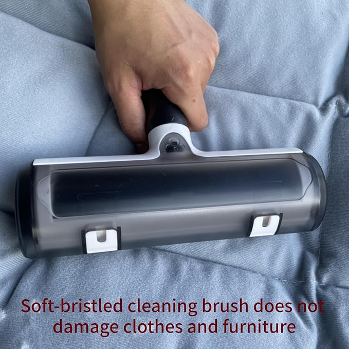 Wokaku Roller Pet Hair Remover Lint Brush with Self-Cleaning Fur Bin and Ergonomic Handle for Furniture Couch Carpet Car Seat Bedding Clothes Multi-Surface Dog Cat Hair Removal Tool