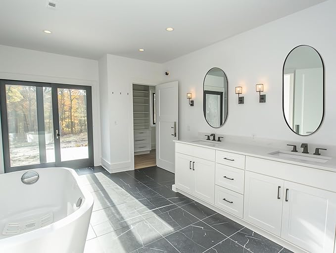 ANDY STAR Oval Mirrors for Bathroom, 24x40’’ Black Vanity Mirror, Black Oval Mirror Pill Shaped, 1’’ Deep Stainless Steel Frame, Wall-Mounted Horizontally/Vertically