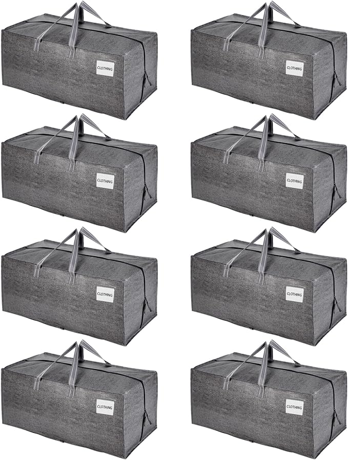 VENO 8 Pack Heavy Duty Moving Bags with Backpack Straps, Zippers & Handles, Extra Large Packing Bags for College Dorm Essentials, Moving Supplies Alternative to Cardboard Moving Boxes