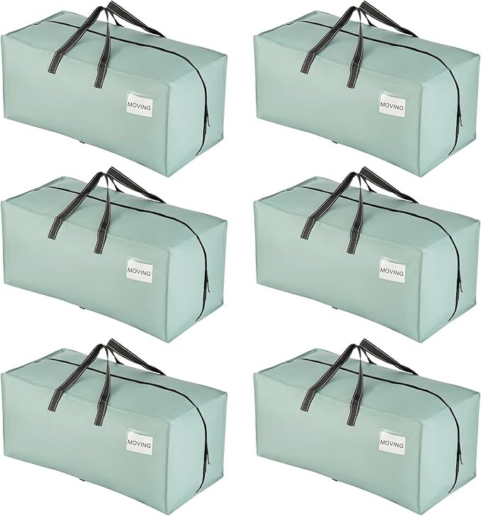 VENO 6 Pack Heavy Duty Moving Bags with Backpack Straps, Zippers & Handles, Extra Large Packing Bags for College Dorm Essentials, Moving Supplies Alternative to Cardboard Moving Boxes