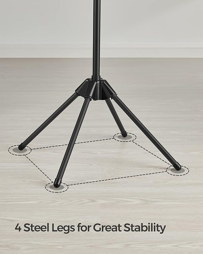 SONGMICS 2-Tier Clothes Drying Rack, 72-Inch Folding Laundry Drying Rack with 3 Rotatable Arms for Hangers, 24 Clips, Stainless Steel, for 27 Pieces of Clothes, Black ULLR512B01