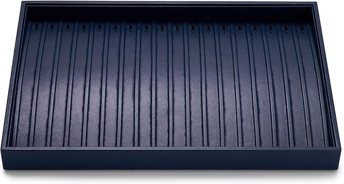 Blue Leather Jewelry Tray Necklace Display Tray Jewelry Drawer Organizer Necklace Bracelet Holder Organizer Stackable Jewelry Trays Necklace Bracelet Storage Display (Blue)