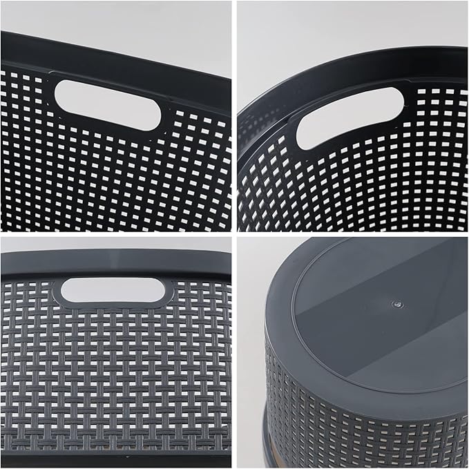Vababa 4 Pack 40 Liter Plastic Laundry Basket with Cut-Out Handles, Gray