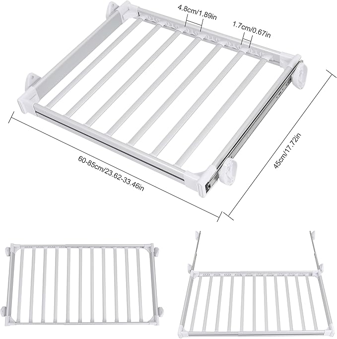 11 Arms Slide Out Pants Rack Closet Pants Hanger Bar Pull Out Trousers Rack Tie Belts Scarf Racks, Top Mounted Wardrobe Clothes Organizers Rail Pull Out Closet Storage Rod-Silver White