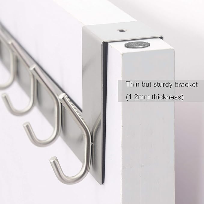 WEBI Over The Door Hook Door Hanger:Over The Door Towel Rack with 6 Hooks for Hanging Coats,Towel Hanger Door Coat Hanger Over Door Coat Rack for Towels,Clothes,Back of Bathroom,Silver