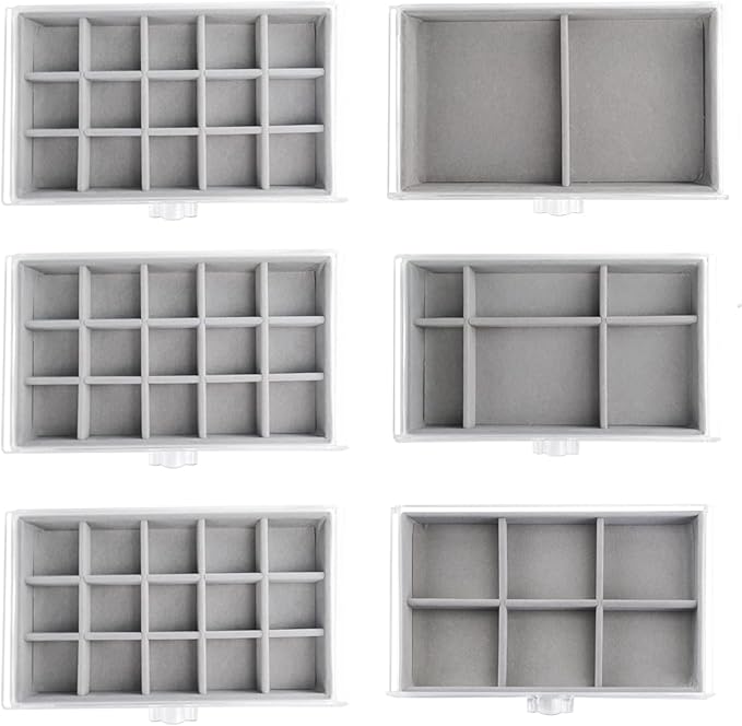 Acrylic Jewelry Box with 6 Drawers, Clear Earring Storage Organizer Display Case for Women Girls, Gray