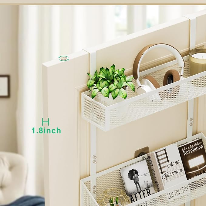 Over The Door Shower Caddy, Over The Door Hook Organizer with 12 Hooks & 3 Mesh Baskets – Space-Saving Towel Rack & Storage Hanger for Bathroom, Kitchen, Bedroom, No Drill Door Hooks, White
