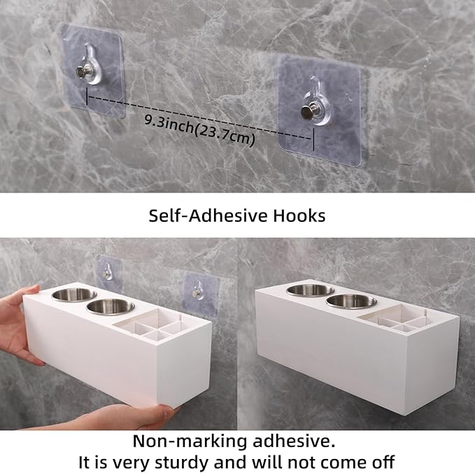 Hair Dryer Countertop Holder, Hair Tool Organizer Wall Mount, Blow Dryer Holder Organizer, Bathroom Countertop Blow Dryer Holder and Curling Iron Holder (Cedar Wood, White)