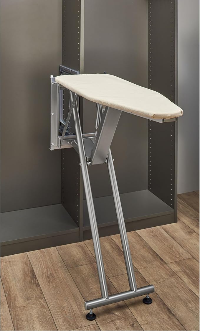 Rev-A-Shelf Sidelines Premiere Pop Up Ironing Board for Custom Laundry/Closet Systems w/Soft-Close, Metal Frame, & Adjustable Feet, CPUIBSL-14-SM-1
