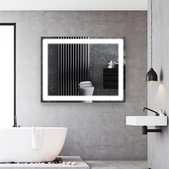 LED Bathroom Mirror 24"x32" Single Color 6000K,Super Bright,LED Mirror for Bathroom Lighted for Wall-Mounted Vanity Mirror with Front Light Anti-Fog,Shatterproof,Non-Touchscreen Switch