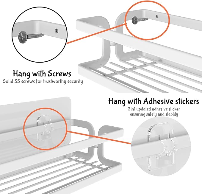 3 Pack Spice Rack Wall Mount With Paper Towel Holder and Hooks, Screw or Adhesive Hanging Spice Shelf,Space Saving Spice Organizer for Seasonings, Spice Racks for Stove,Cabinet, Pantry,White