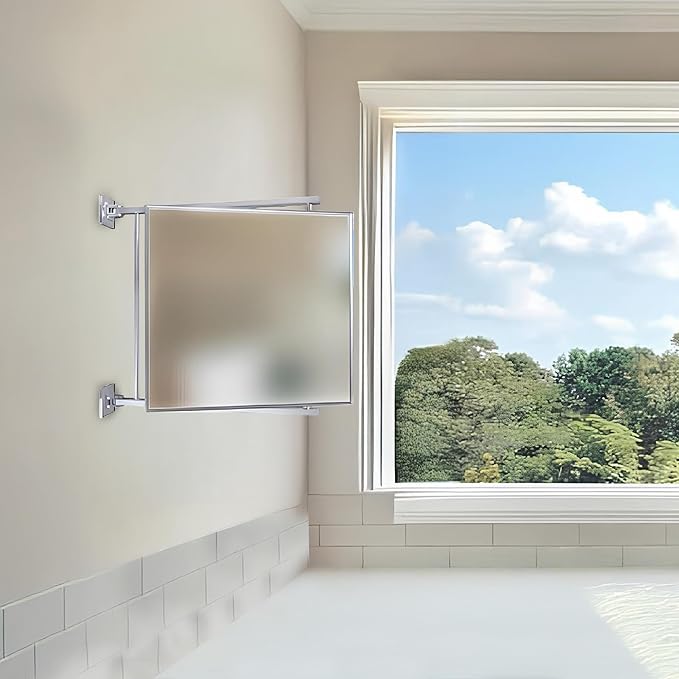 Brixwell PNV11CH 11" W x 11" H Pivot-N-Vue Double Hinged Mirror Square Polished Chrome