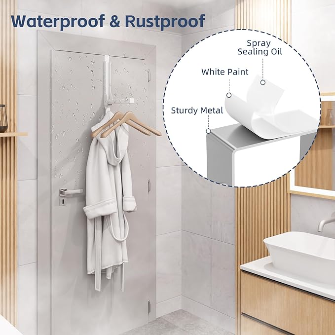 2 Pack Over The Door Drying Rack for Laundry, Over The Door Hanger Foldable, Heavy Duty Over The Door Hooks Hanger,Over Door Hook for Hanging Clothes,Rust-Resistant Over The Door Clothes Hanger,White