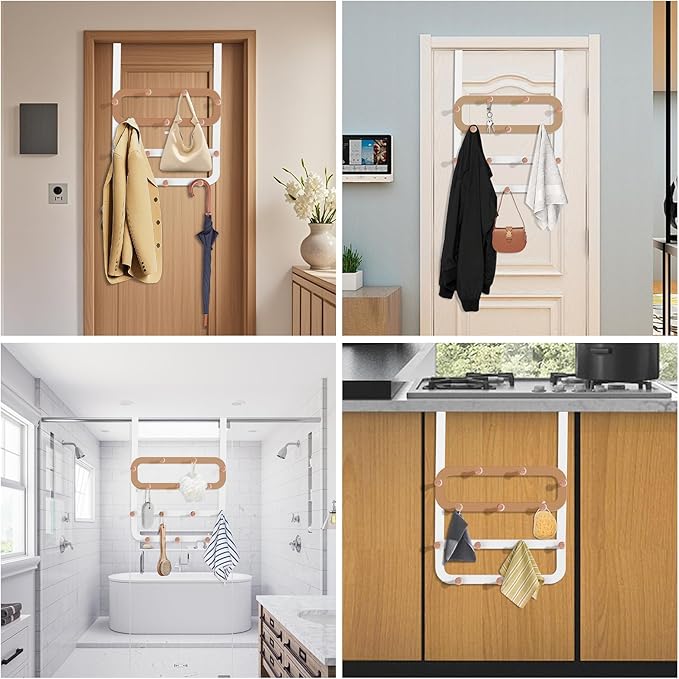 Over Door Hooks,with 14 Door Hooks-Suitable for Bedroom Living Room Bathroom,can Hang Clothes, Towels,Keys,Hats and Bags