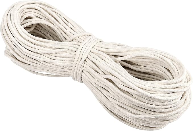 JEUIHAU 328 Feet 1/4 Inch Cotton Rope, 6mm Natural White Clothesline Rope Utility Cord for Clothes Hanging, Crafting, Macrame, Basket Making, and DIY Art Projects