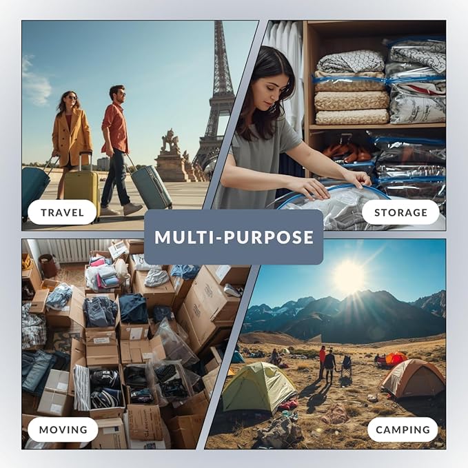 12 Pack Vacuum Storage Bags with Electric Pump, Compression Space Saver for Comforters, Bedding, Blanket Storage, Vacuum Seal Bags for Clothing, Luggage and Closet Organizer,