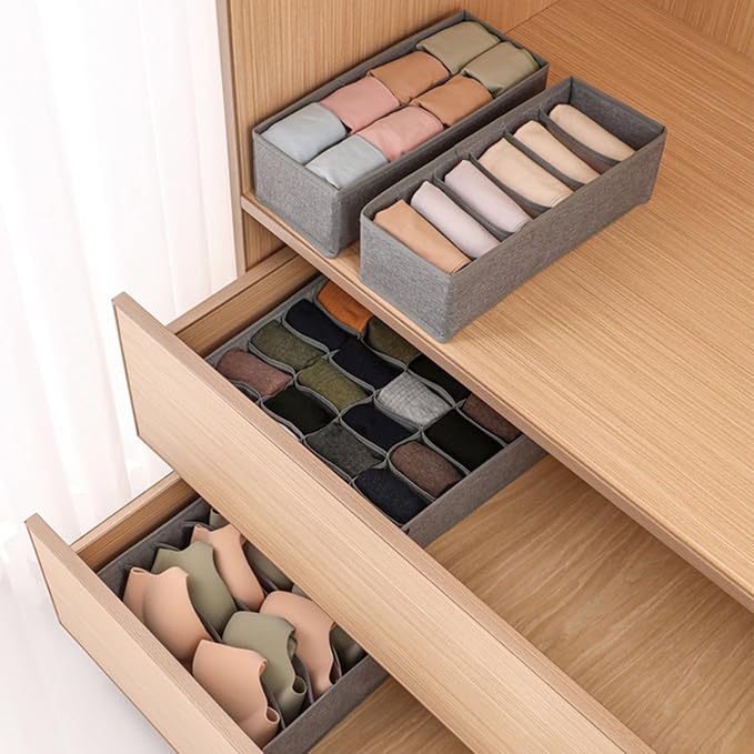 Dresser Drawer Organizer 8 Pack Clothes Underwear Sock Storage Magenta Drawer Dividers Grey Foldable Closet Organizer Storage Box Dresser Drawer Organizers