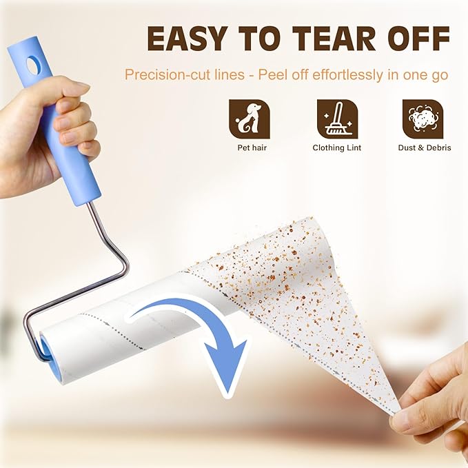 9.45 Inch Extra Sticky Lint Roller Refills 3 Pack (270 Sheets) –Compatible with 9.45 Inch Lint Rollers Pet Hair and Lint Cleaning on Furniture, Carpets, and Clothes