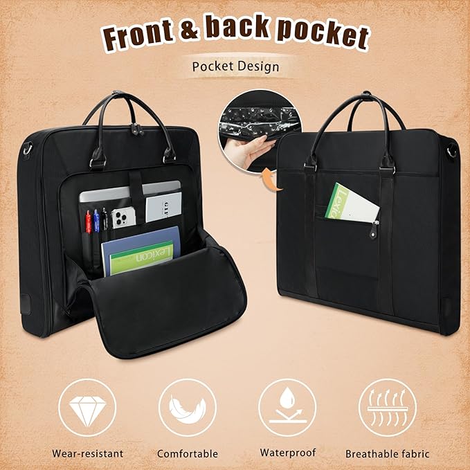 Garment Bag Travel Large Carry On Suit Bag with Strap for Business Hanging Suitcase Luggage Bags for Men Women (Black)