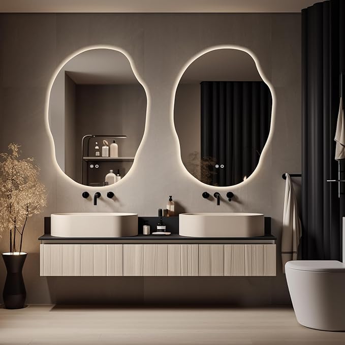 WallBeyond LED Bathroom Mirror with Lights, 25 x 35 Inch Led Bathroom Vanity Mirror for Wall, Anti Fog Mirror for Bathroom, 3 Colors and Dimmable Light, Horizontal/Vertical