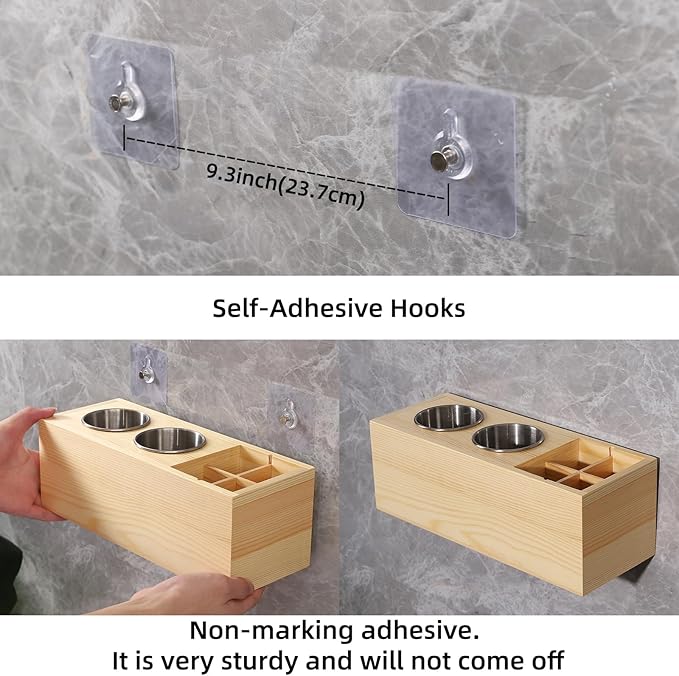 Hair Dryer Countertop Holder, Hair Tool Organizer Wall Mount, Blow Dryer Holder Organizer, Bathroom Countertop Blow Dryer Holder and Curling Iron Holder (Cedar Wood, Log color)