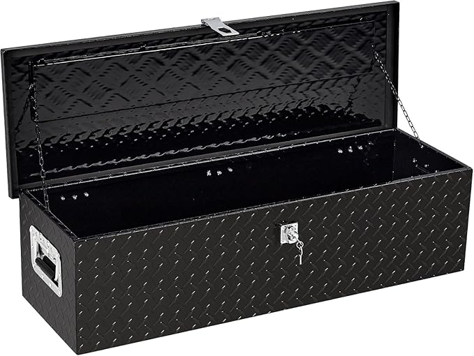 Garvee 39 in Heavy Duty Aluminum Diamond Plated Tool Box Pick Up Truck Bed RV Trailer Toolbox Square Storage Organizer with Side Handle, Lock and Keys, Waterproof -39 in x 13 in x 10 in